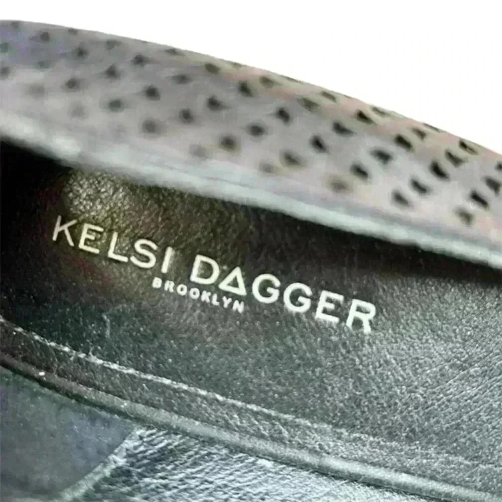 Kelsi Dagger Brooklyn 4" heel shoes black‎ chunky perforated leather women 9.5 - Picture 6 of 8